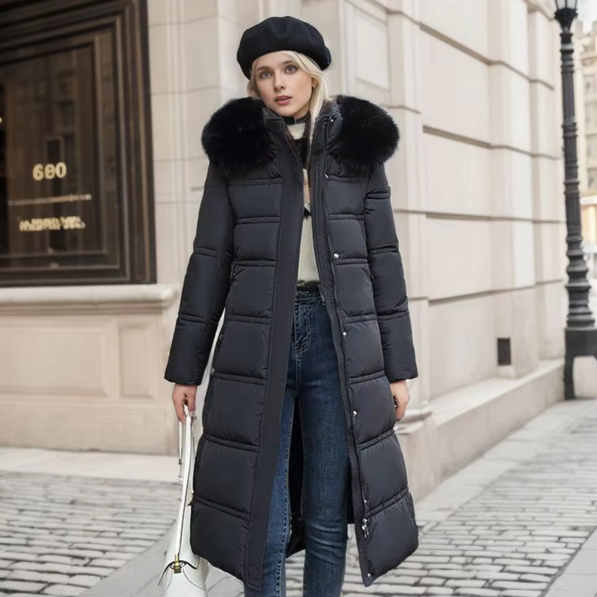 VALENTINA - Luxe pufferjas met bontkraag voor dames