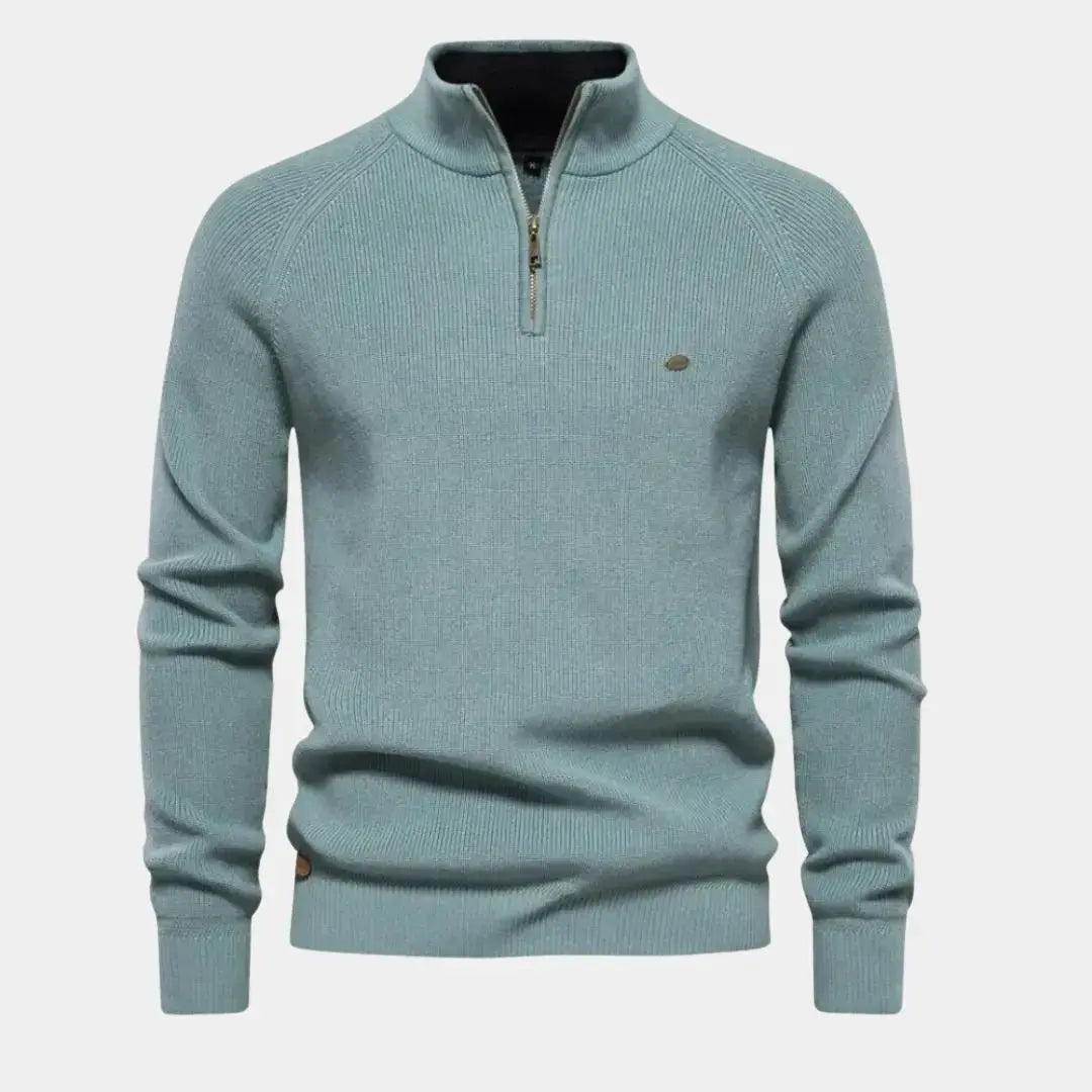 Herensweater met kwartrits en sportieve uitstraling – JORVAN - Glamorix