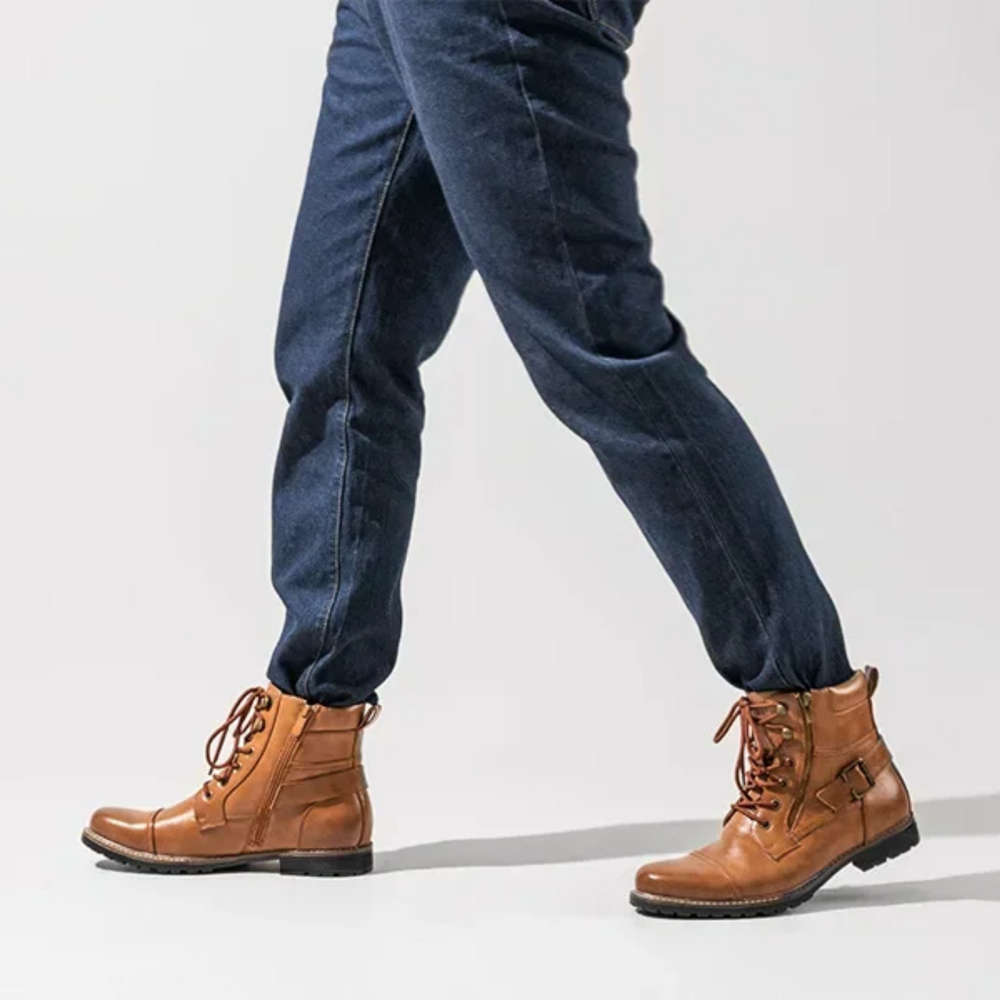 HUDSON - Heren veterlaarzen met zijrits en robuuste uitstraling