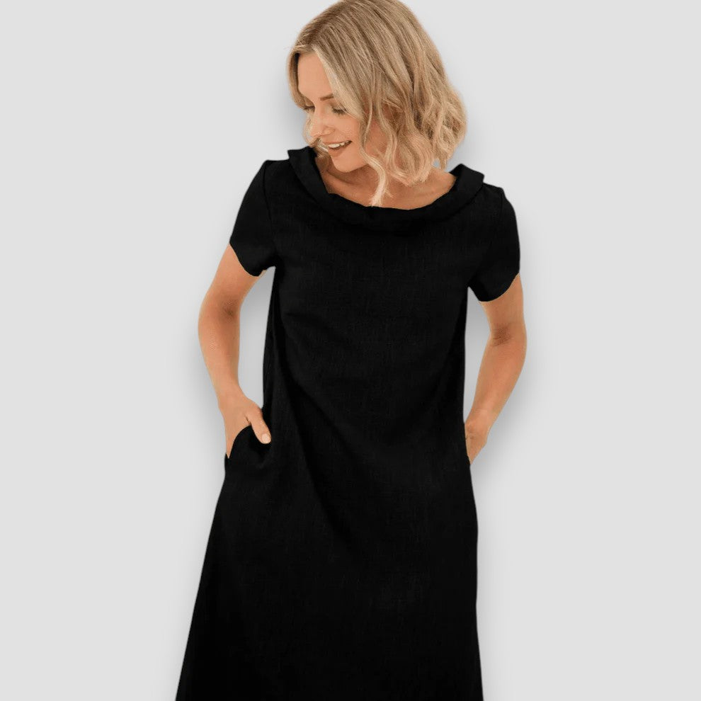 Vrouwen - A-lijn Zomerjurk - Korte Mouwen en Boothals - Luchtige Stof - Zomerse Mode - Glamorix