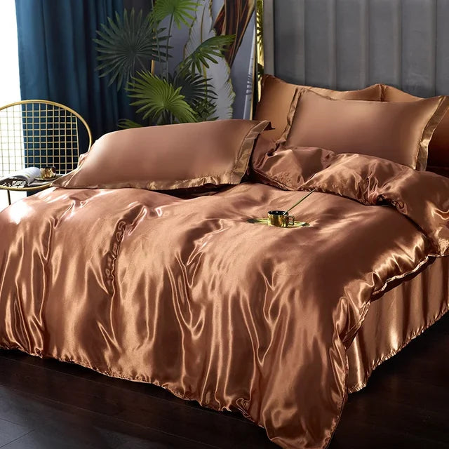 Luxe 4-Delige Zijde Satijnen Beddengoed Set – SilkLuxe