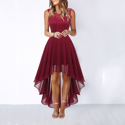 Luxe asymmetrische avondjurk met hoge split – ElarisNoir - Glamorix
