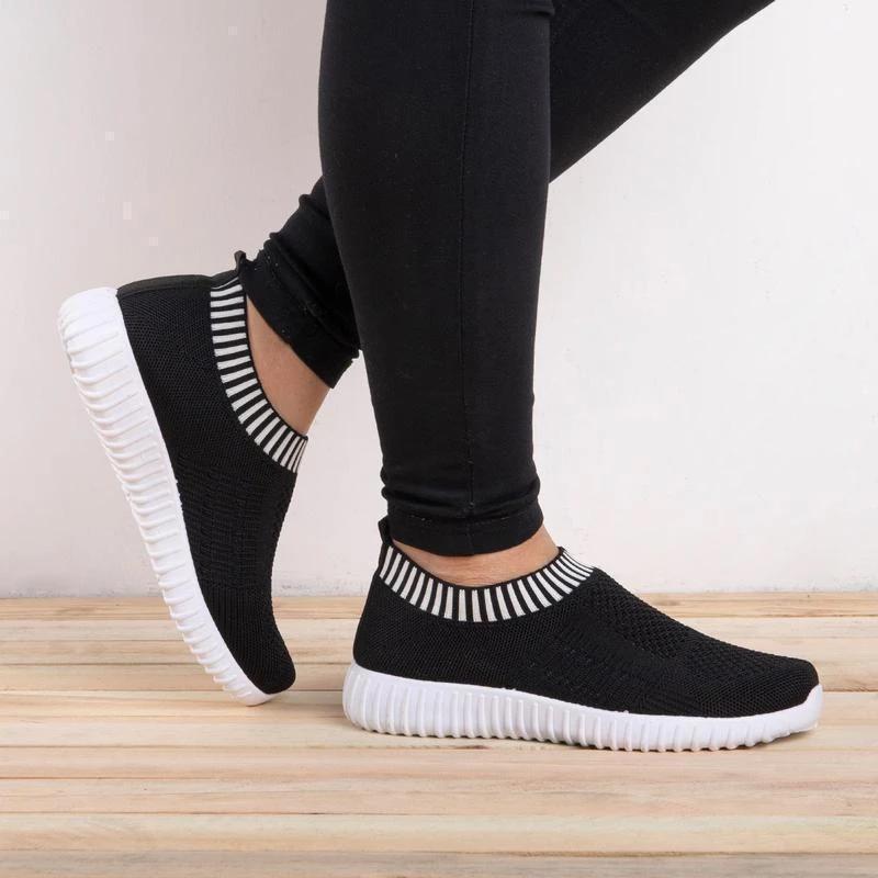 Modieuze ademende slip-on sneaker met sok-achtige pasvorm – NORINA - Glamorix