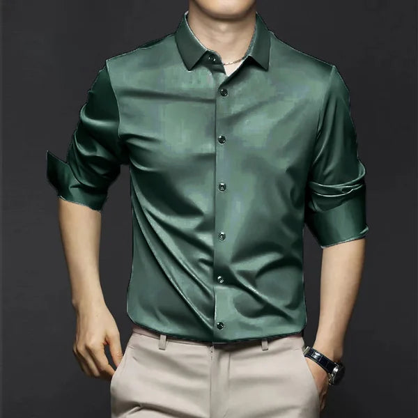 LUCAS - Slim fit herenoverhemd met opgerolde mouwen