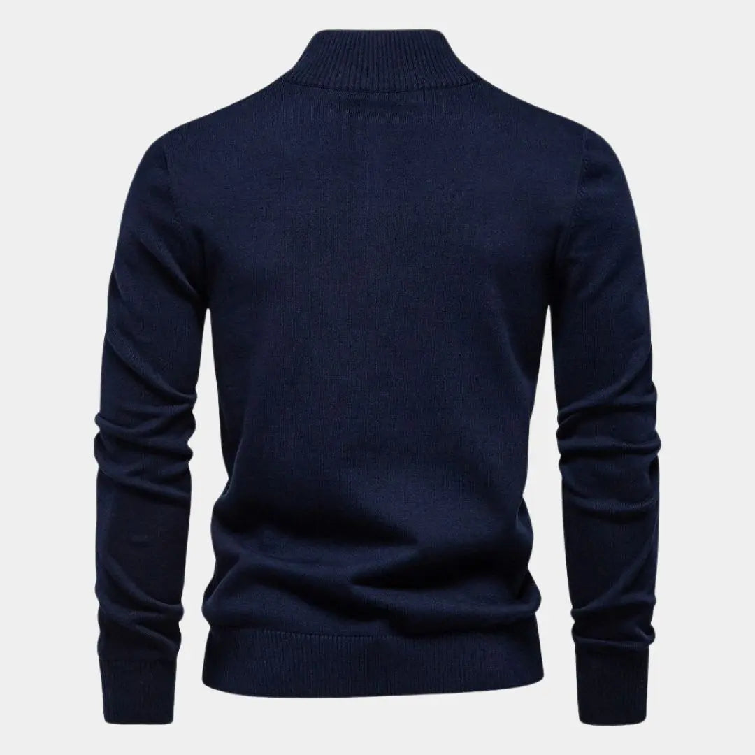 EDGAR – Gestreepte heren trui met halve rits en moderne look