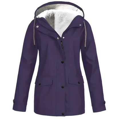 Regenjas met fleecevoering voor dames, duurzame polyesterstof biedt comfort en warmte, waterafstotend – NEOVARA - Glamorix