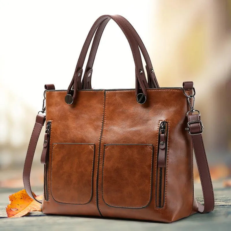 Leren schoudertas met vintage stijl voor dames – LUX - Glamorix