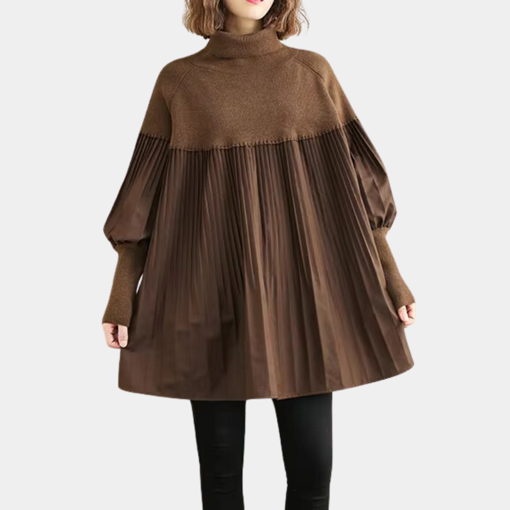 Vrouwelijke dames sweater met plooiaccent en comfortabele fit – LUNERA SoftFold - Glamorix