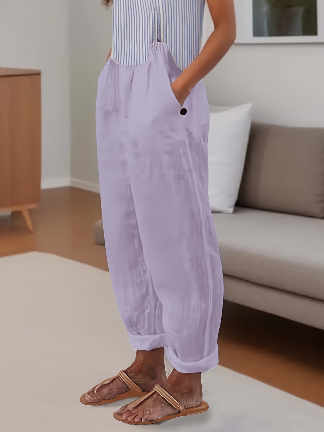 Relaxed fit damesbroek met hoge taille en omslagzoom – VARELIA TAILOR - Glamorix