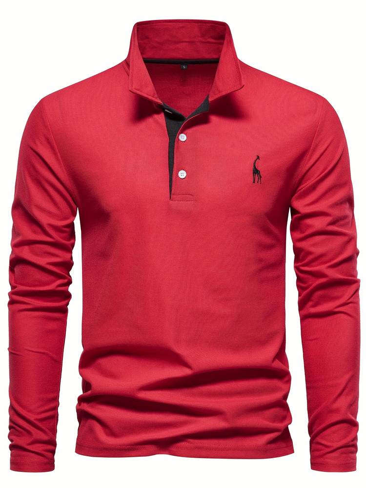 AXEL – Lange mouwen poloshirt met contrasterende afwerking voor een moderne en verfijnde look