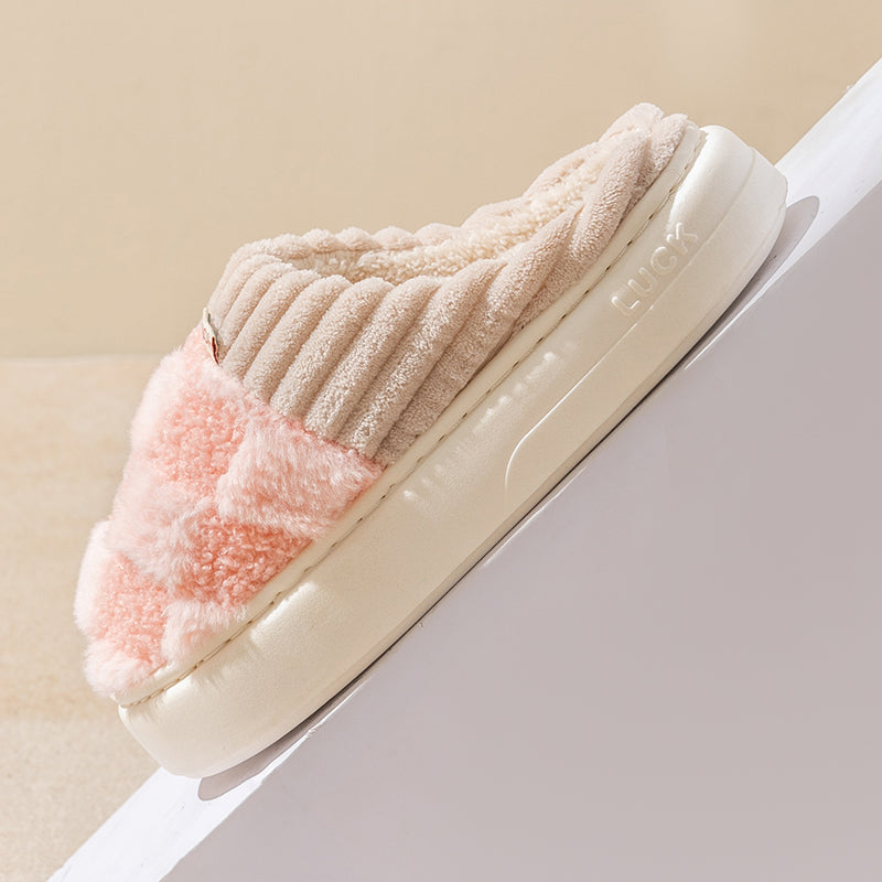 MAEVE - Geruite pluche pantoffels voor vrouwen