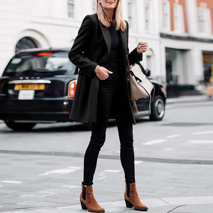 VROUWCO - Abrigo elegante entallado con cierre de un solo botón para mujer - Glamorix