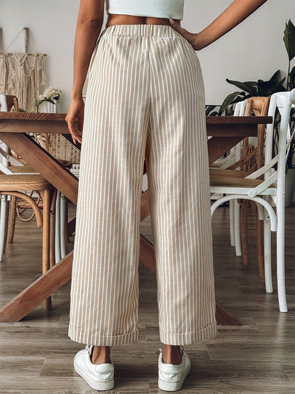 Stijlvolle gestreepte damesbroek met elastische tailleband – NOVA STRIPE