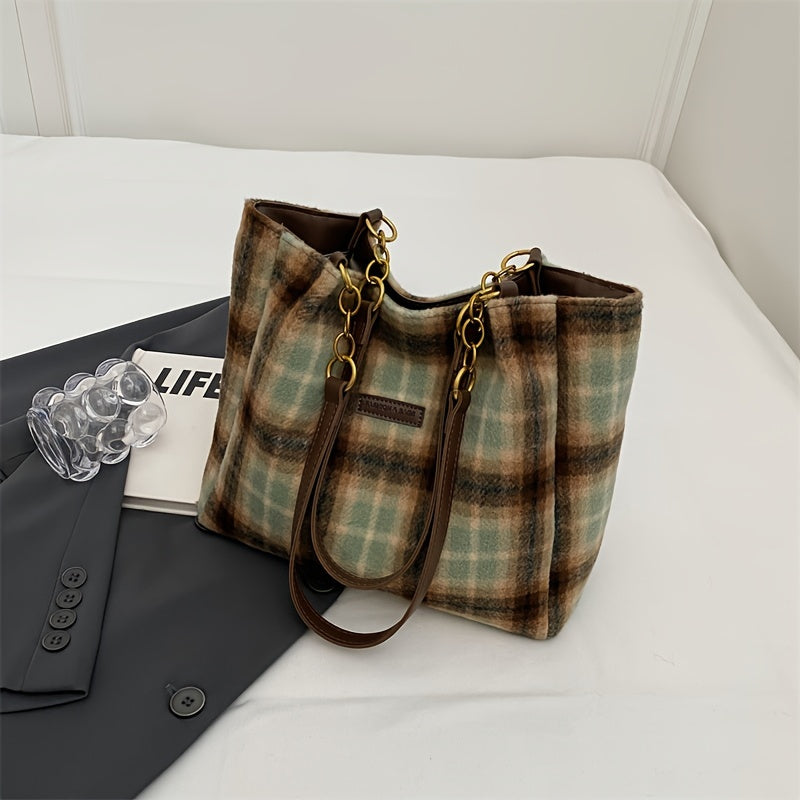 Trendy corduroy schoudertas met kettingriem – VelvetCordia - Glamorix