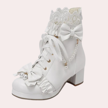 LIVIA - Enkellaarsjes met kanten afwerking voor een verfijnde look