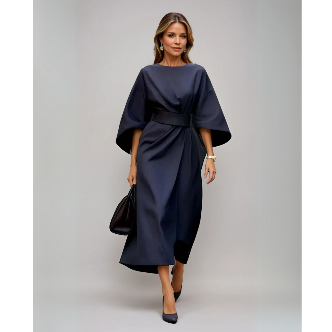LIVIA - Elegante jurk met lantaarnmouwen en ceintuur