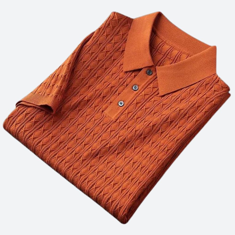 Stijlvol herenpoloshirt met korte mouwen en gestructureerde afwerking – LUCENTO - Glamorix