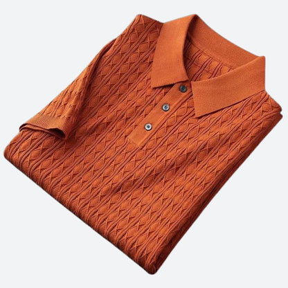 Stijlvol herenpoloshirt met korte mouwen en gestructureerde afwerking – LUCENTO - Glamorix