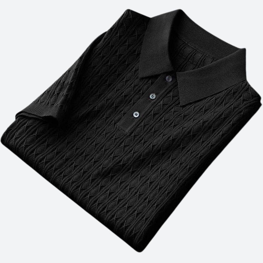 Stijlvol herenpoloshirt met korte mouwen en gestructureerde afwerking – LUCENTO - Glamorix