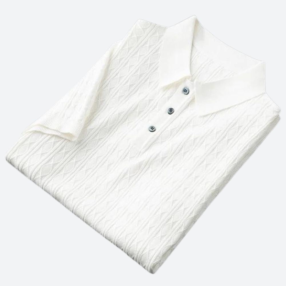 Stijlvol herenpoloshirt met korte mouwen en gestructureerde afwerking – LUCENTO - Glamorix