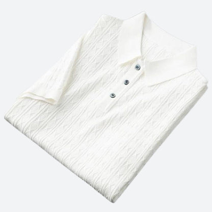 Stijlvol herenpoloshirt met korte mouwen en gestructureerde afwerking – LUCENTO - Glamorix