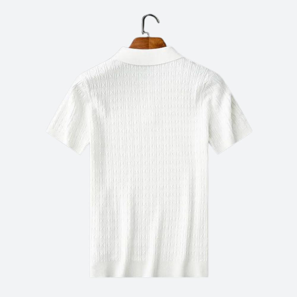 Stijlvol herenpoloshirt met korte mouwen en gestructureerde afwerking – LUCENTO - Glamorix