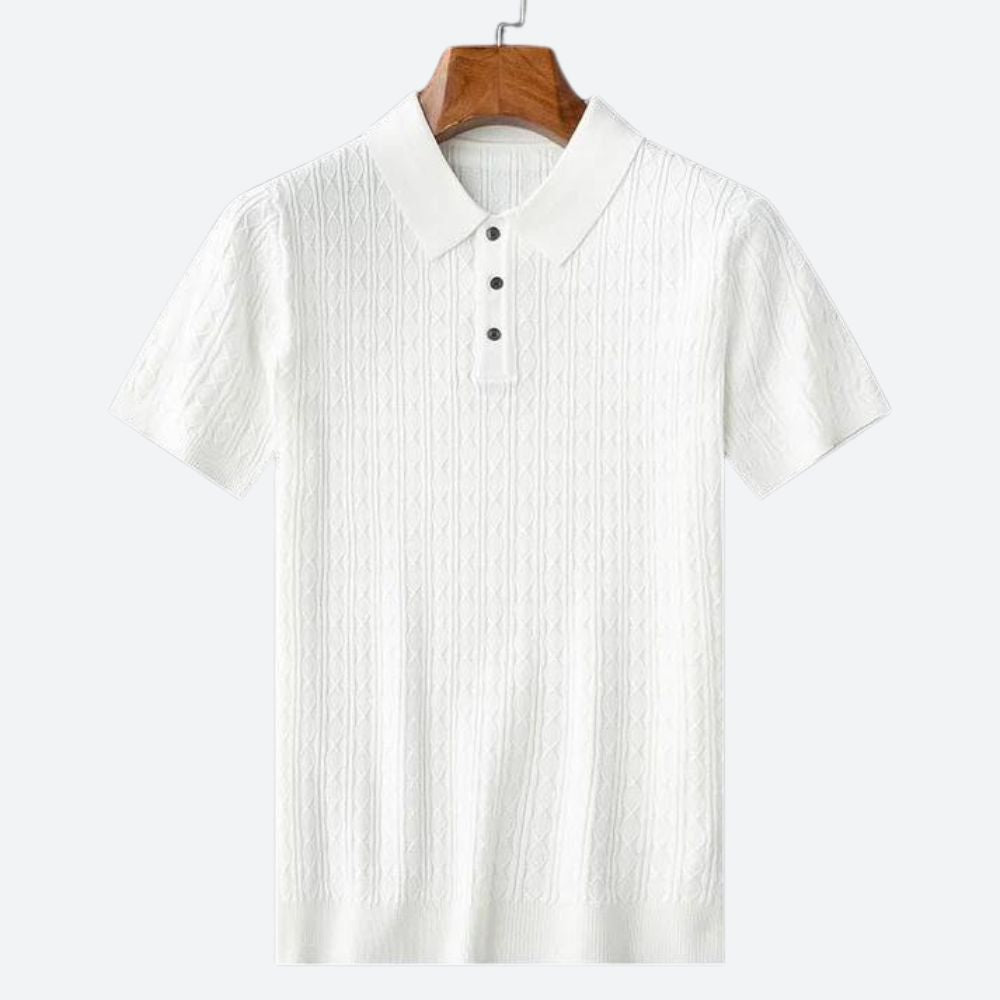 Stijlvol herenpoloshirt met korte mouwen en gestructureerde afwerking – LUCENTO - Glamorix