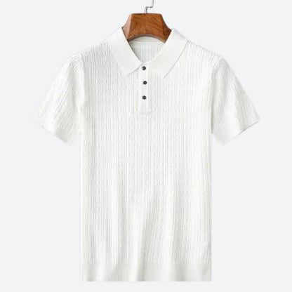 Stijlvol herenpoloshirt met korte mouwen en gestructureerde afwerking – LUCENTO - Glamorix
