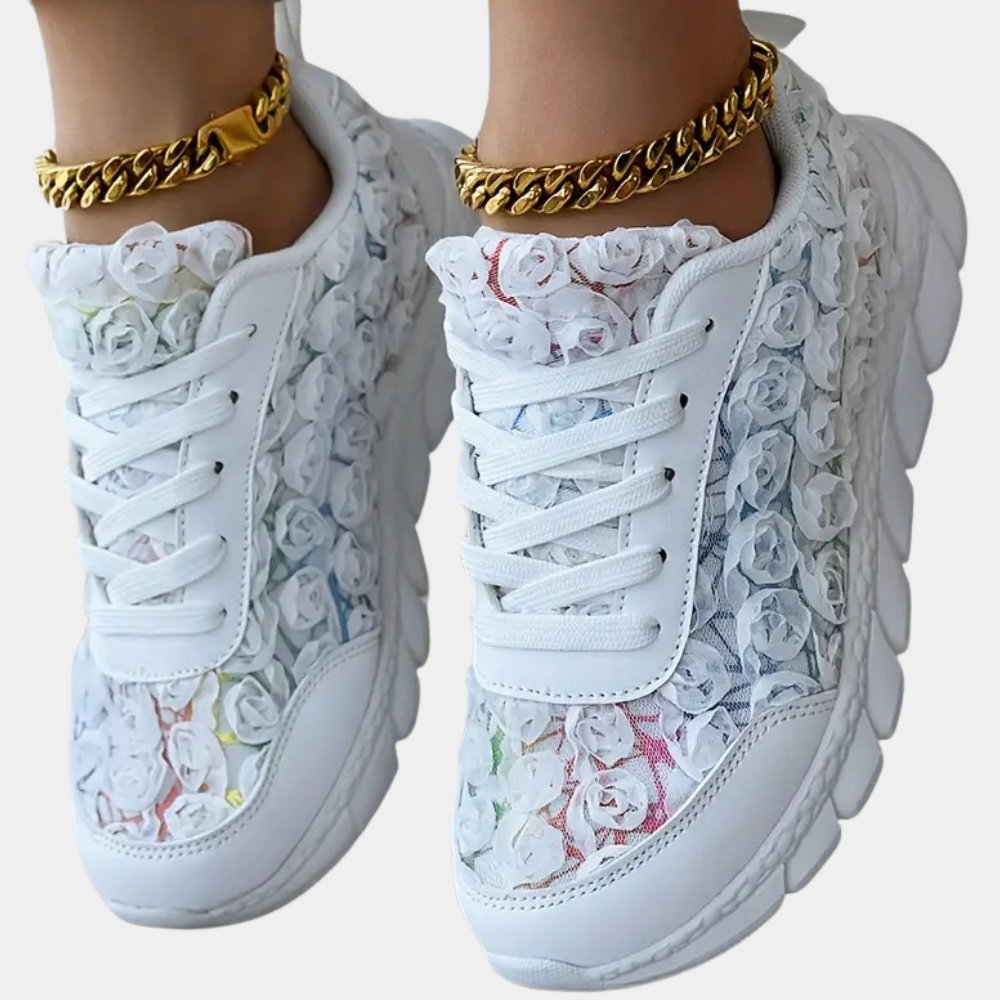 FLEUR - Lage sneakers met bloemenprint voor een speelse touch