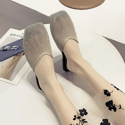 Dames instappers met transparant mesh en vierkante neus – LUNARA MESH - Glamorix