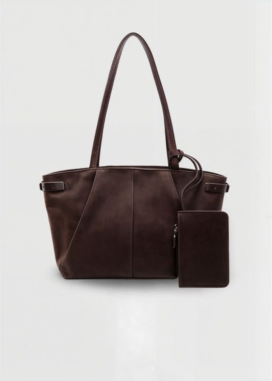 Luxe suède tote bag met bijpassend etui – ELIANE
