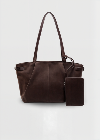 Luxe suède tote bag met bijpassend etui – ELIANE