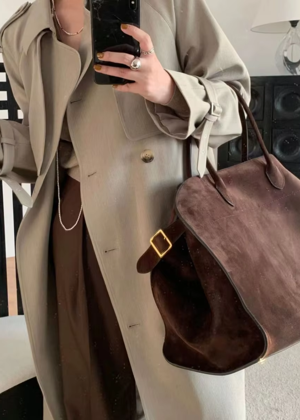 Luxe suède schoudertas voor dames – ANDA