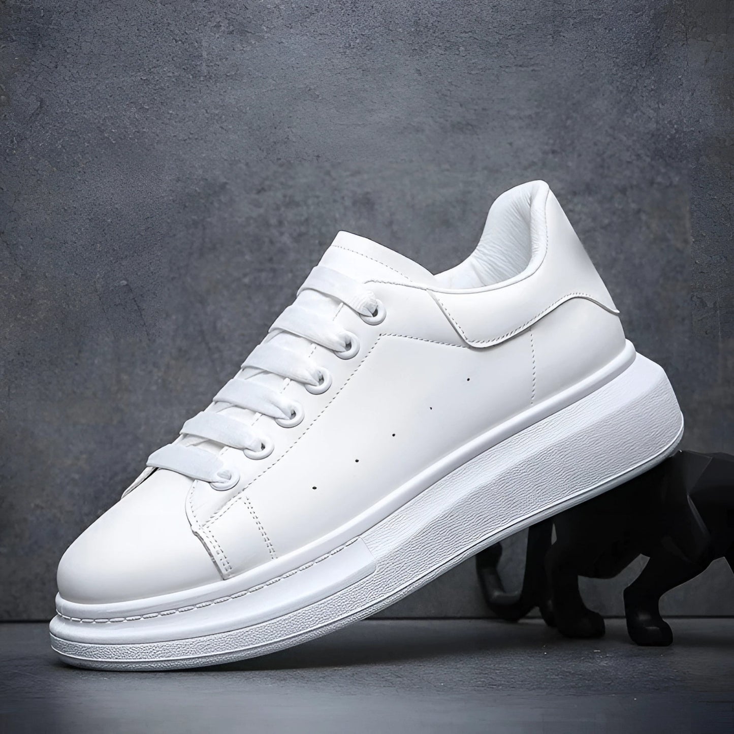 CAIN – Witte leren heren sneakers met plateauzool - Glamorix