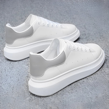 CAIN – Witte leren heren sneakers met plateauzool - Glamorix