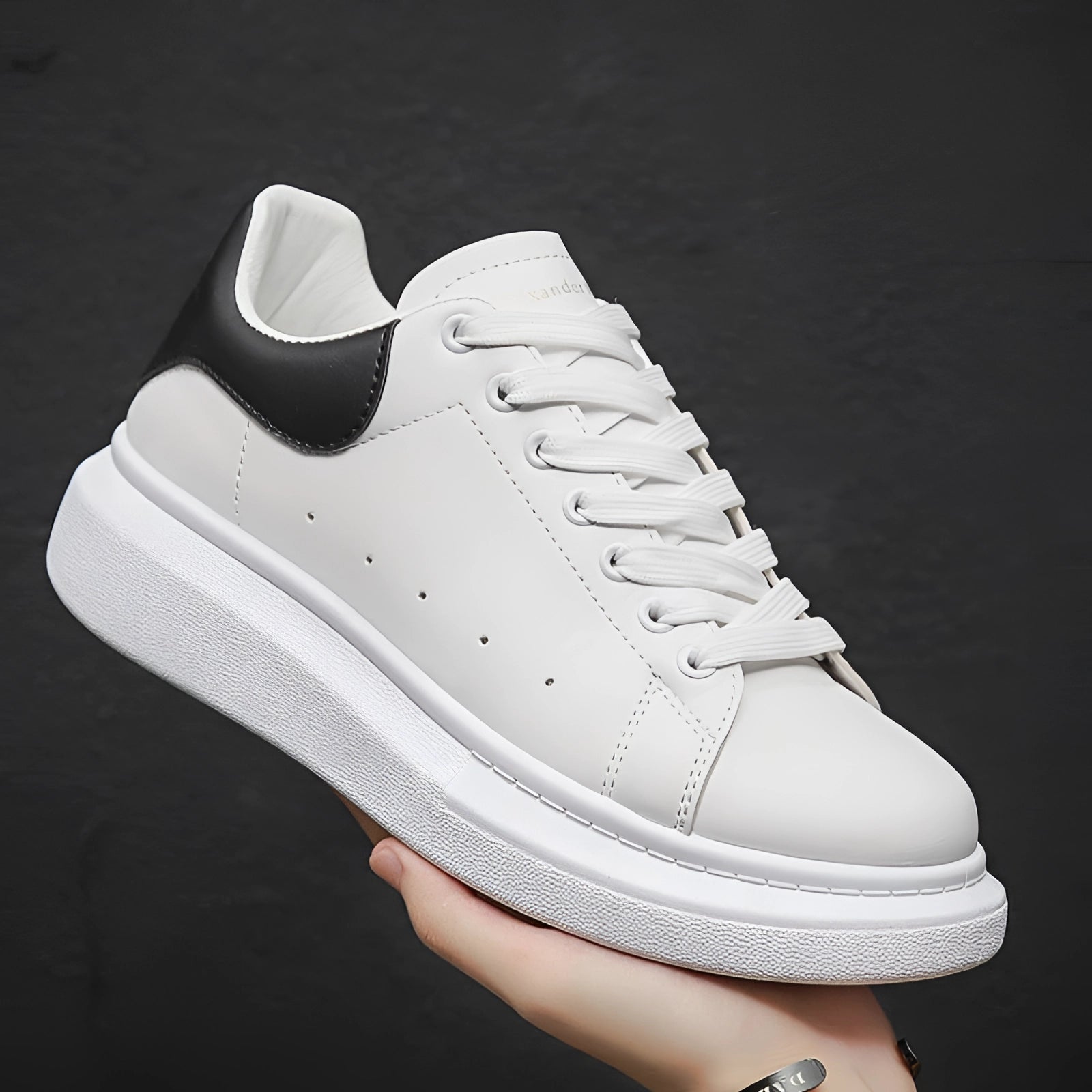 CAIN – Witte leren heren sneakers met plateauzool - Glamorix