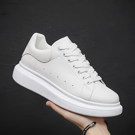 CAIN – Witte leren heren sneakers met plateauzool - Glamorix