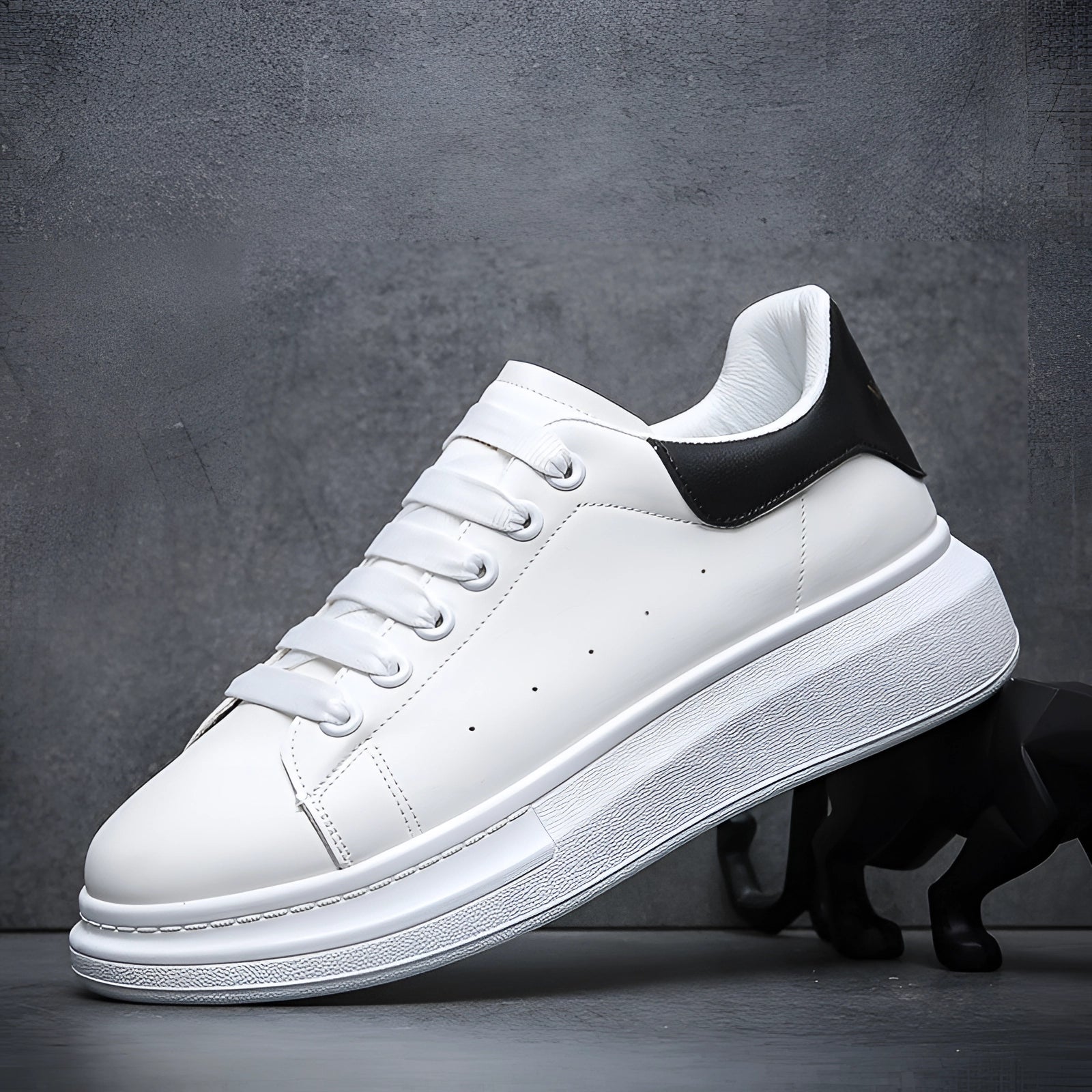 CAIN – Witte leren heren sneakers met plateauzool - Glamorix
