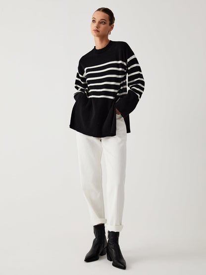 LEVI – Casual gestreepte trui met zijsplitten voor een moderne look