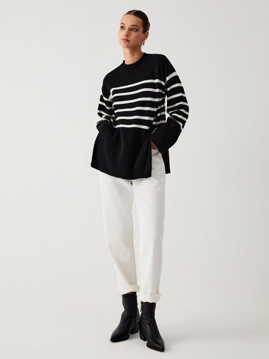 LEVI – Casual gestreepte trui met zijsplitten voor een moderne look