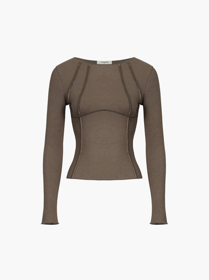 LUCINA - Nauwsluitende Rekbare Top met Lange Mouwen voor Een Slanke en Elegante Look