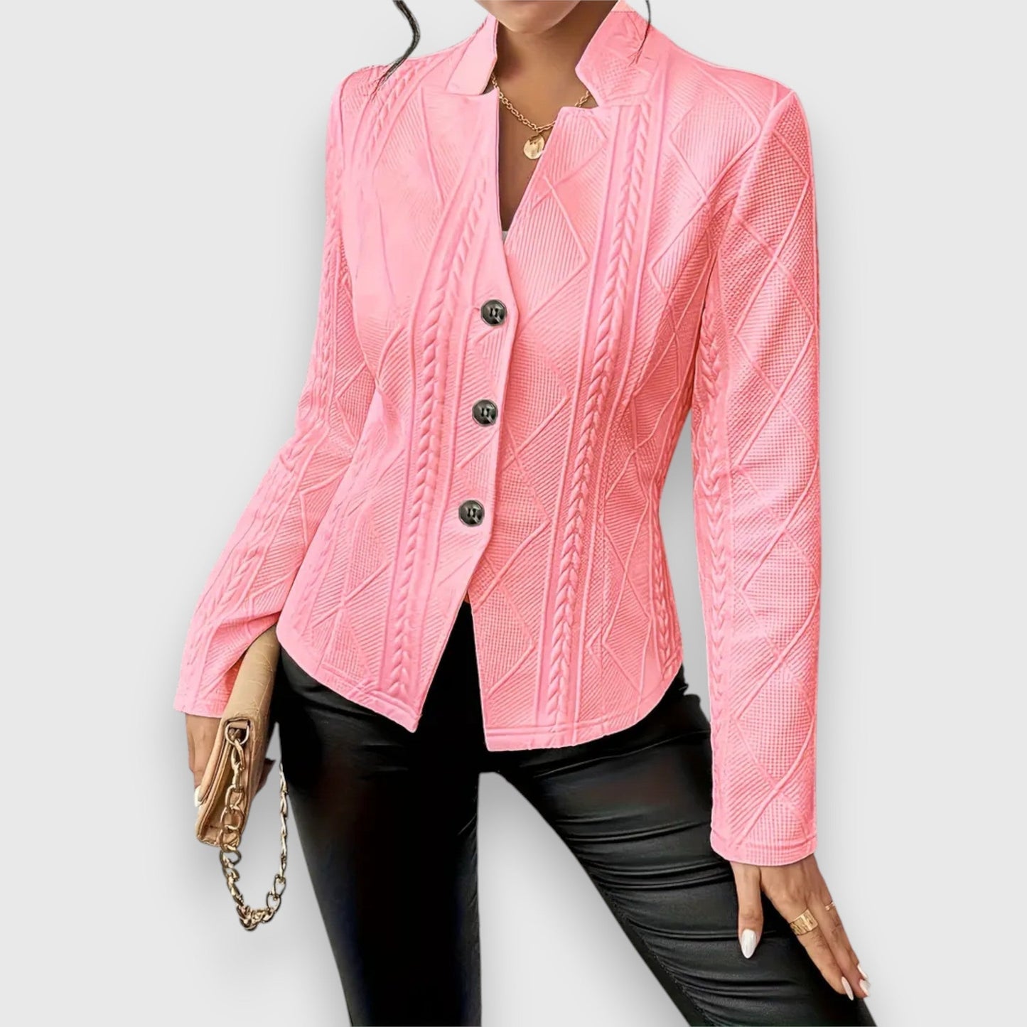 Getailleerde damesblazer met structuur en elegante snit – SERENA FORME - Glamorix