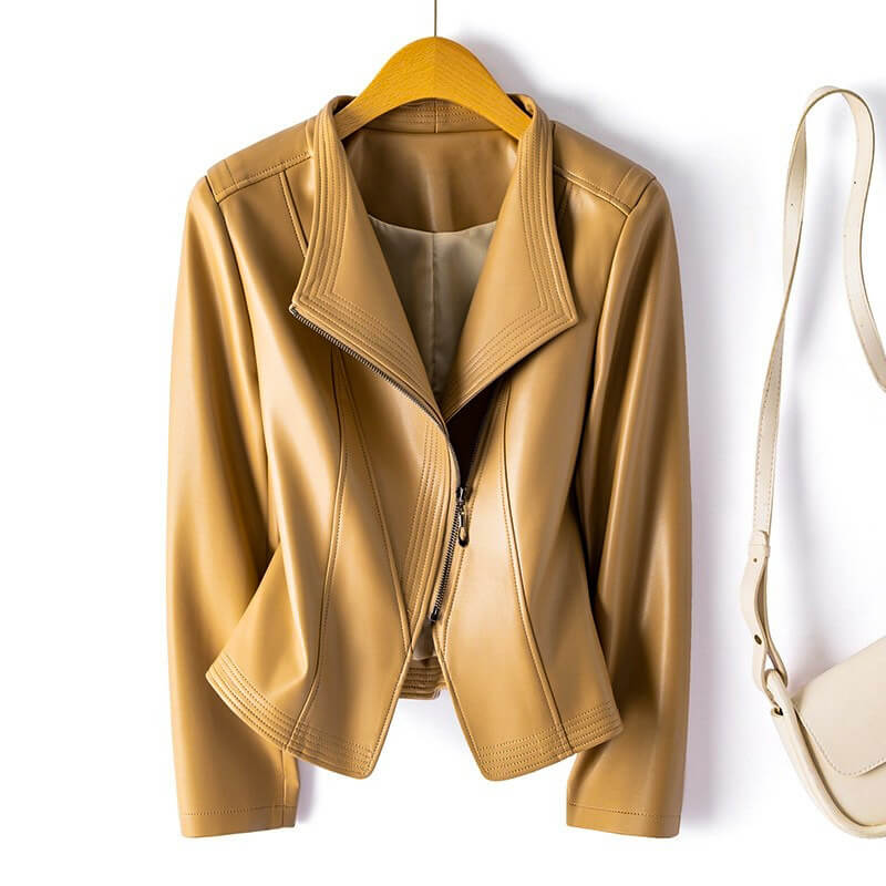 ELLENA – Dames leren jas met tijdloze pasvorm en stoere look - Glamorix