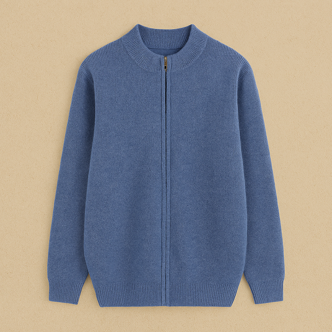 Rust in uitstraling, kracht in eenvoud: een full-zip vest met luxe kasjmier en moderne verfijning voor heren – NOVARA - Glamorix