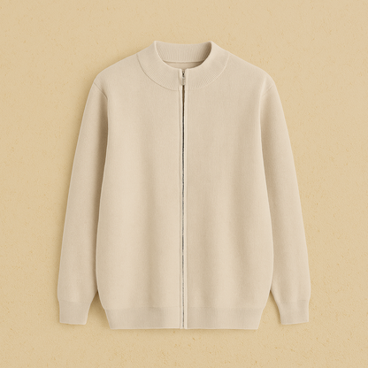 Rust in uitstraling, kracht in eenvoud: een full-zip vest met luxe kasjmier en moderne verfijning voor heren – NOVARA - Glamorix