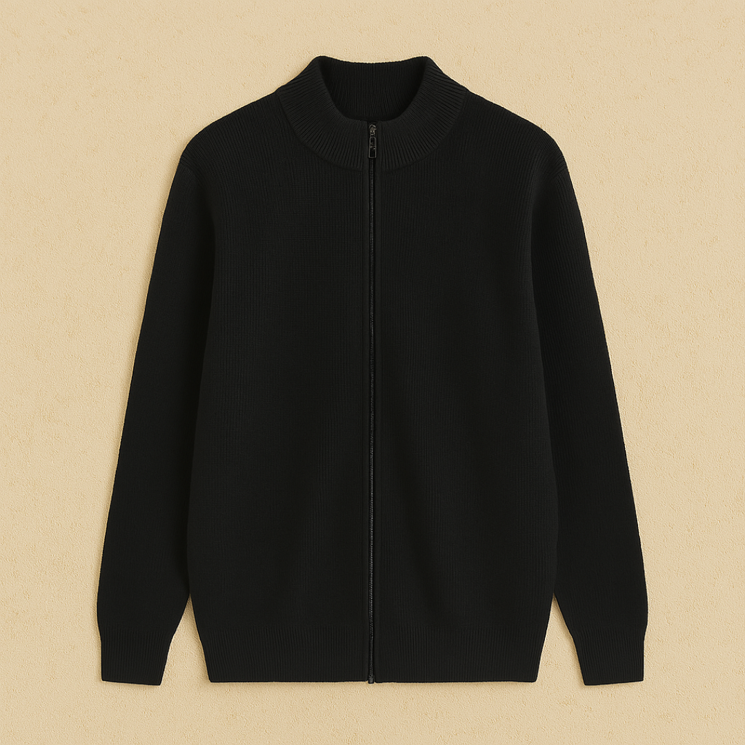 Rust in uitstraling, kracht in eenvoud: een full-zip vest met luxe kasjmier en moderne verfijning voor heren – NOVARA - Glamorix