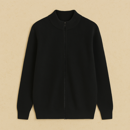 Rust in uitstraling, kracht in eenvoud: een full-zip vest met luxe kasjmier en moderne verfijning voor heren – NOVARA - Glamorix