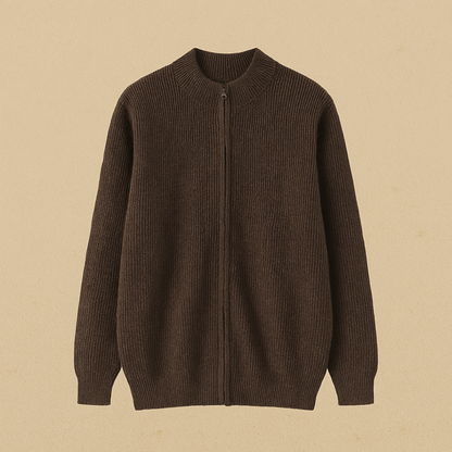 Rust in uitstraling, kracht in eenvoud: een full-zip vest met luxe kasjmier en moderne verfijning voor heren – NOVARA - Glamorix