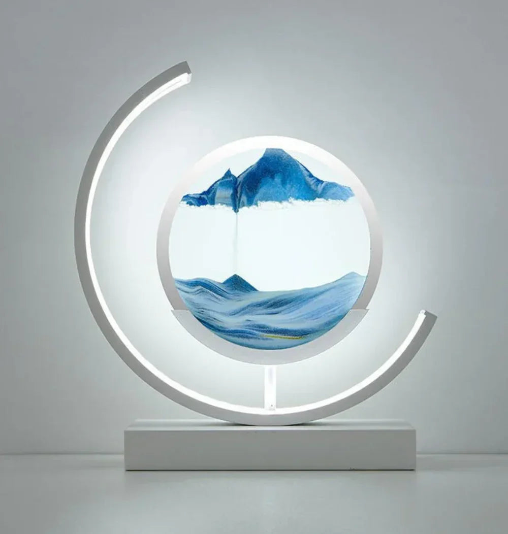 Zenalux Flow – Rustgevende tafellamp met harmonieus zandlandschap en sfeervol LED-licht