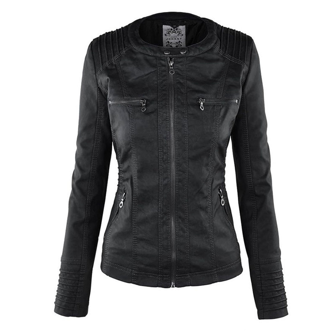AURORA – Dames leren jas met capuchon en moderne pasvorm - Glamorix